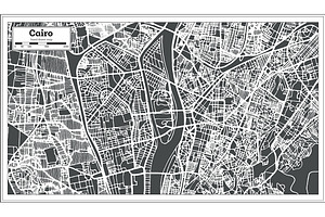 Cairo Egypt City Map In Retro Style.