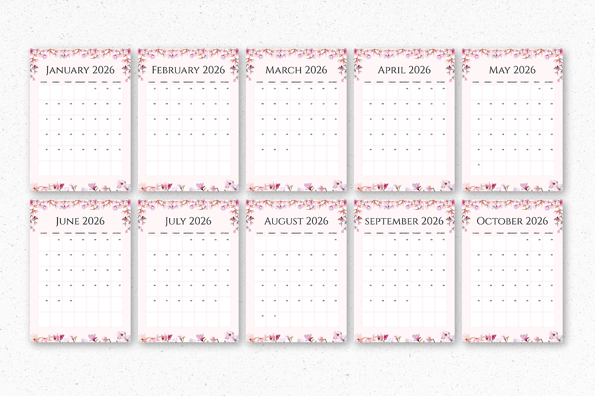 2026 Canva Flower Calendar Template, a Card Template by Snapybiz (Photo 3 of 10)