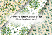 Eucalyptus watercolor digital paper, a Pattern Graphic by Artmanata (Thumbnail 6 of 11)