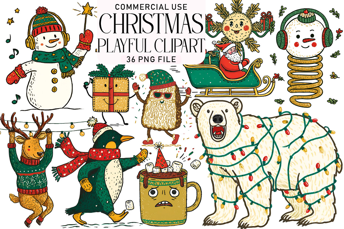 Playful Christmas Clipart, an Illustration by Daily.Designs (Photo 1 of 5)