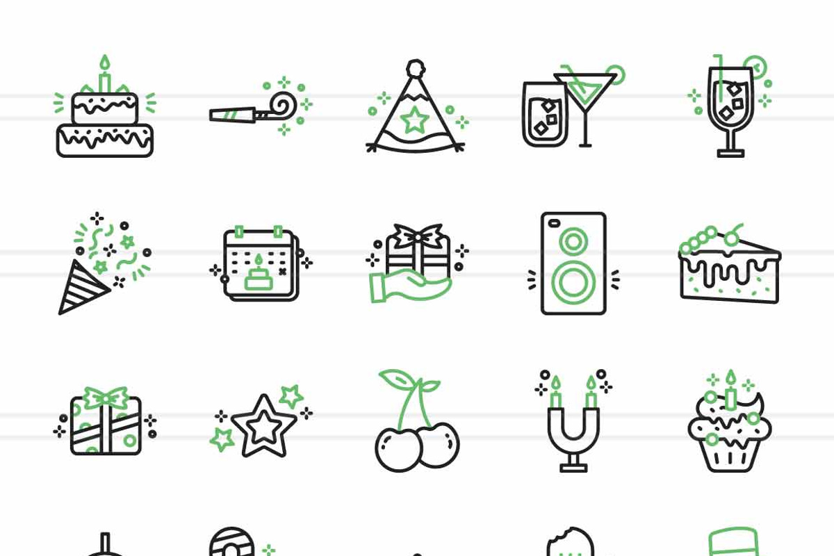 Birthday Green & Black Icons, an Icon by IconBunny (Photo 2 of 2)