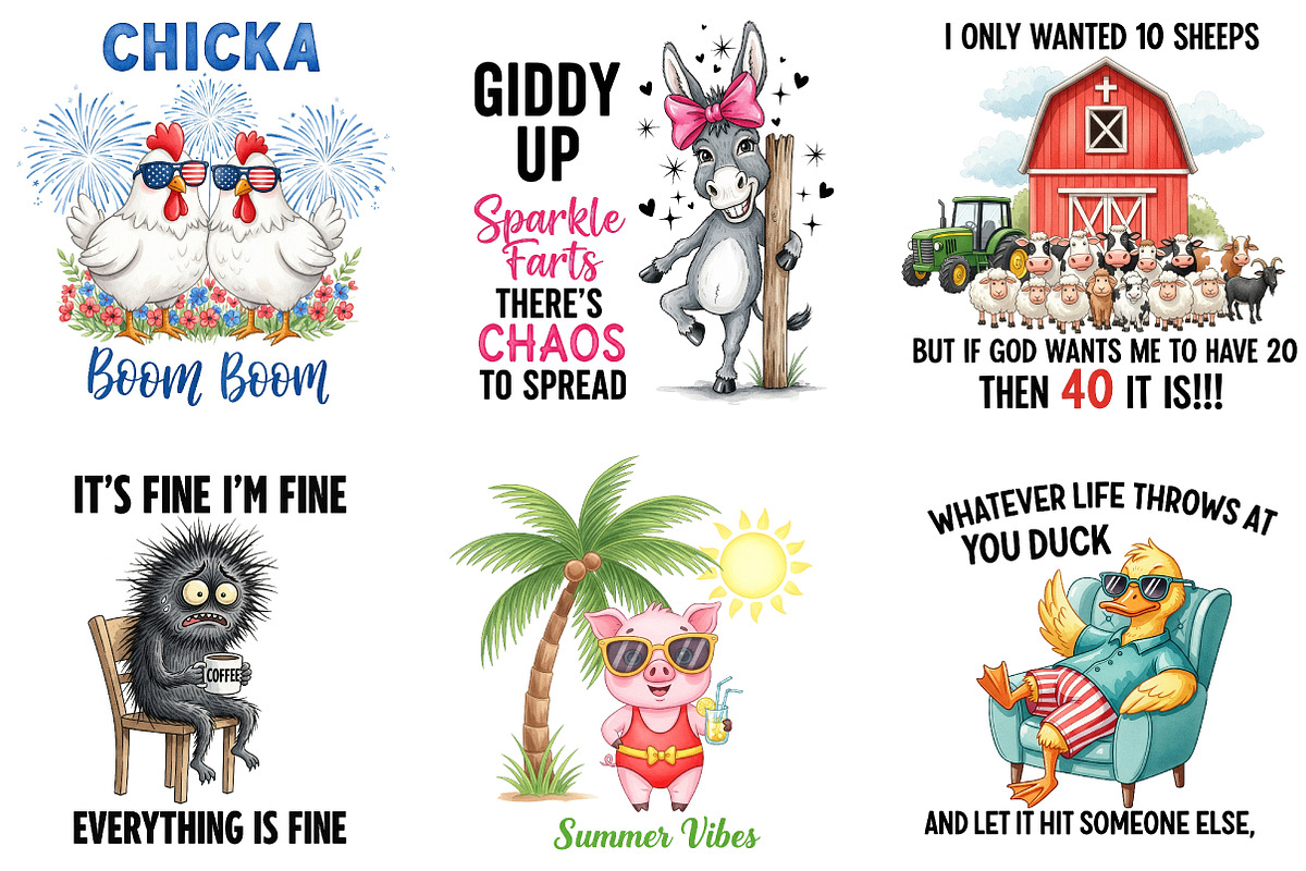 Funny Farm Animal Quotes Clipart, an Illustration by DreamArtGraphic (Photo 3 of 3)