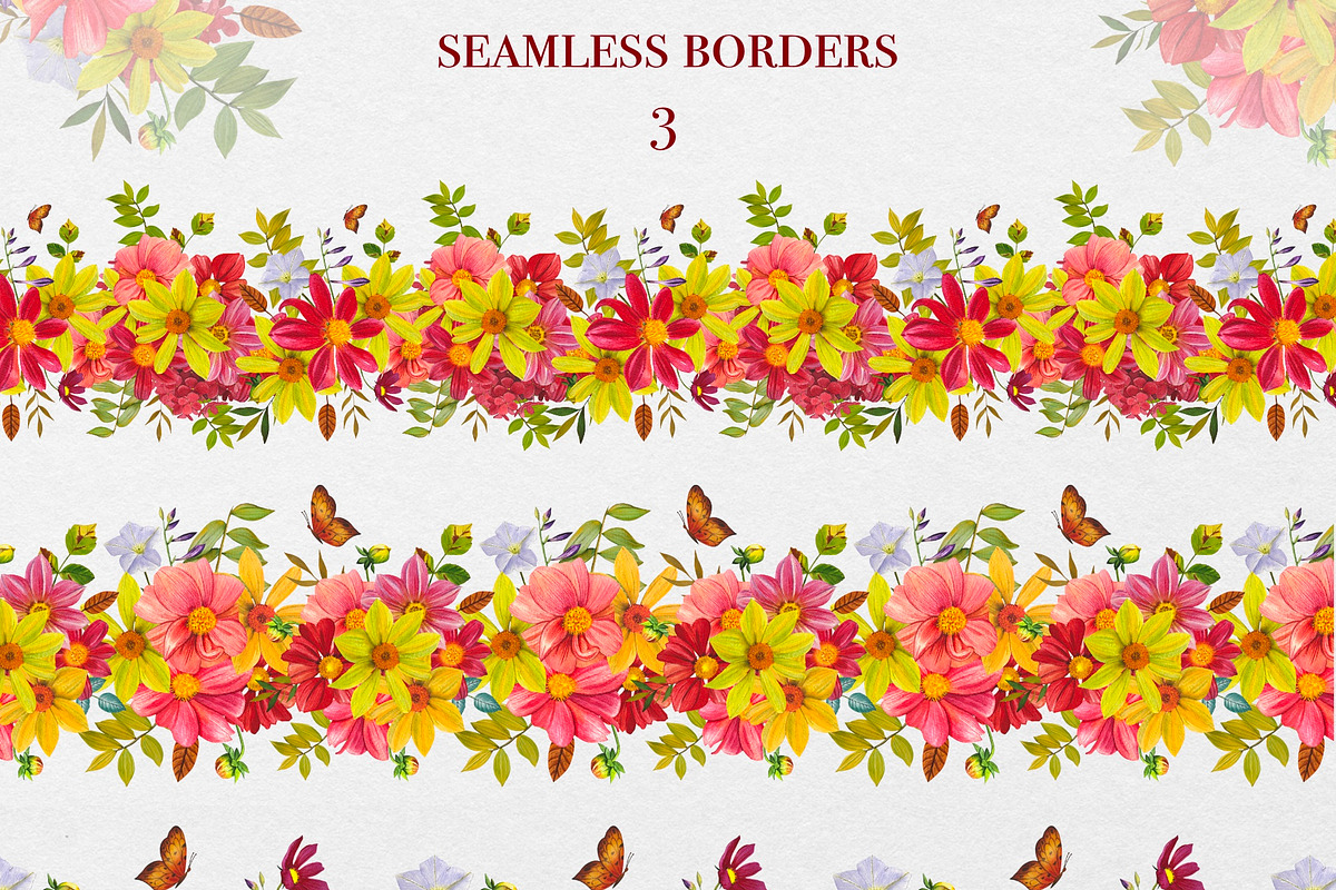 Watercolor Fall Dahlia flowers, a Seasonal Illustration by DiashaArt (Photo 10 of 13)