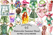 Watercolor Summer Mood Clipart, an Illustration by CitraGraphics (Thumbnail 1 of 5)