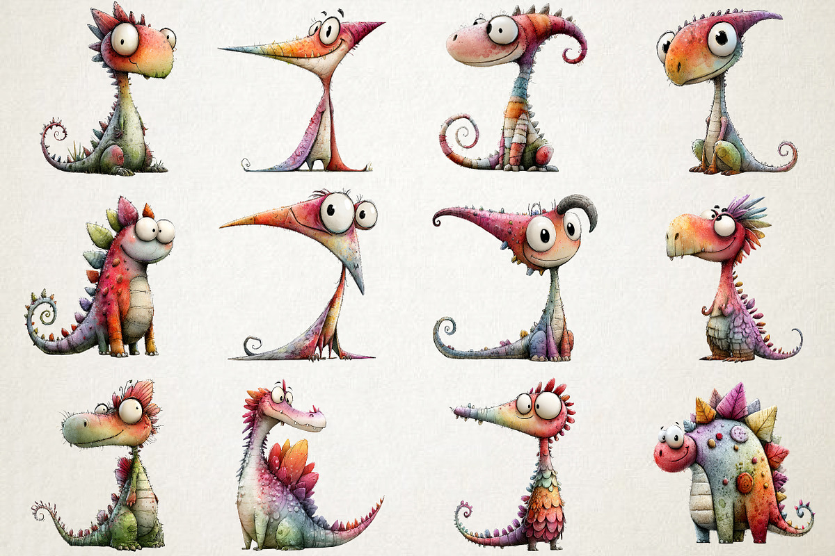 Quirky Dinosaurs PNG Clipart, an Animal Illustration by RobertsArt (Photo 2 of 7)