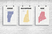 U.S. State Maps Line Art Poster set1, an Illustration by MaximGertsen (Thumbnail 2 of 7)