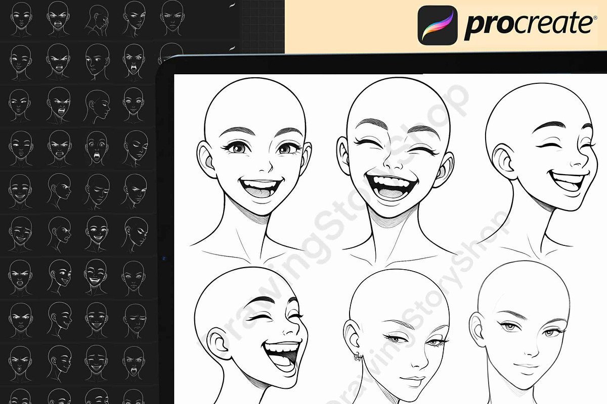 240 Procreate face female Brushes, a Brush Add-On by DrawingStoryShop (Photo 2 of 7)