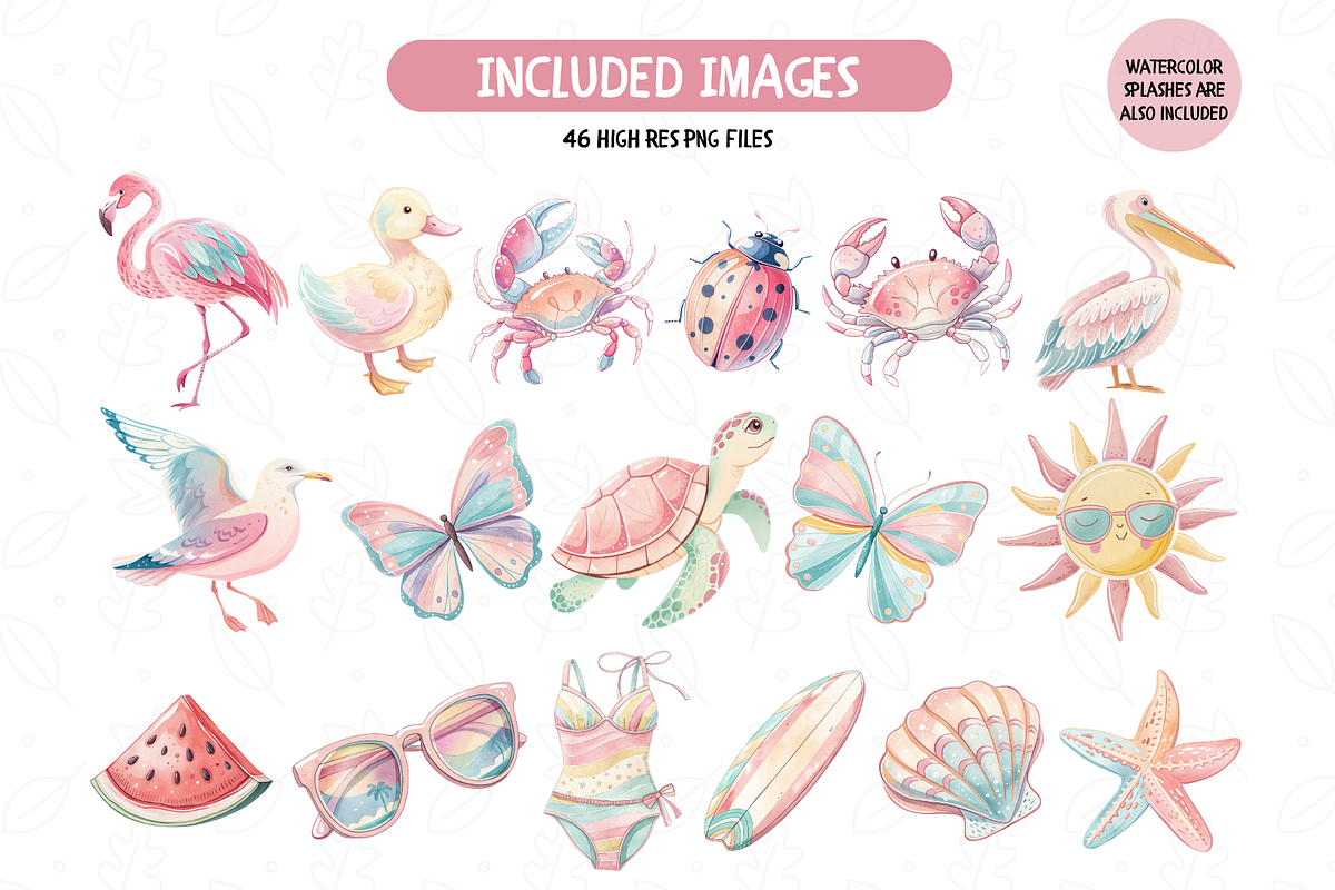 Pastel Summer Vibes Clipart Bundle, a Seasonal Illustration by TatiMockup (Photo 2 of 5)