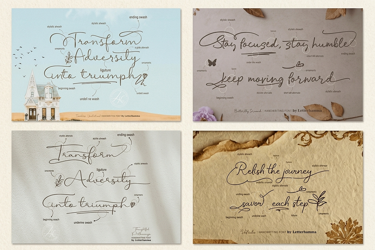 The Aesthetic Swash 12 Font Bundle, a Script Font by Letterhanna Studio (Photo 7 of 10)