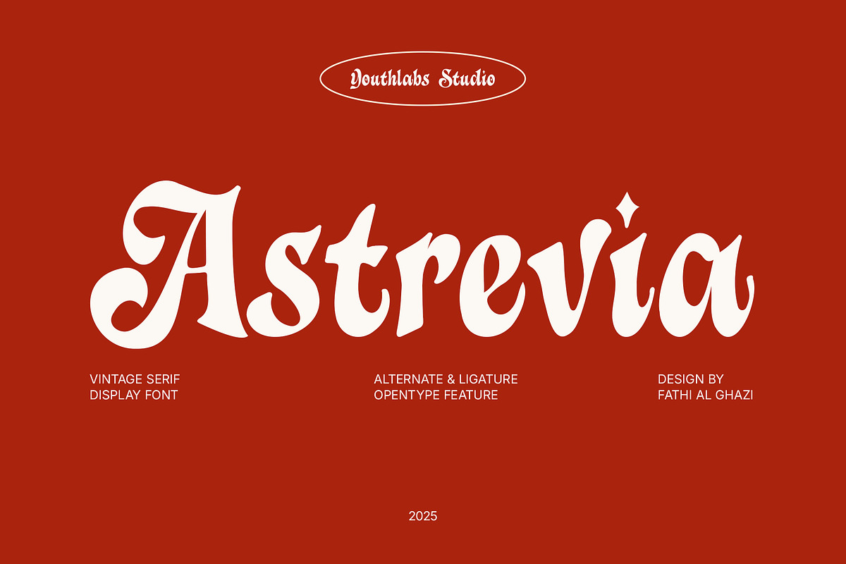 Astrevia - Vintage Serif Display, a Serif Font by Youthlabs Studio (Photo 1 of 15)