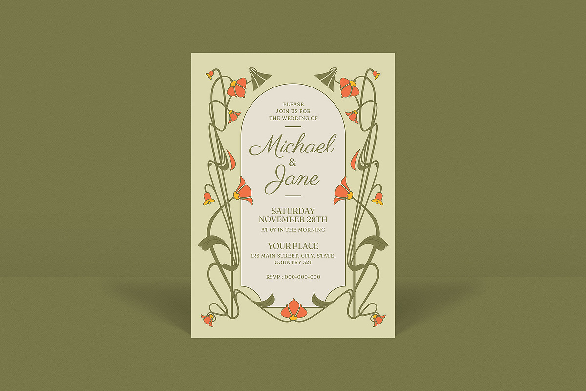 Victorian Flower Wedding Invitation, an Invitation Template by Guuver (Photo 3 of 3)
