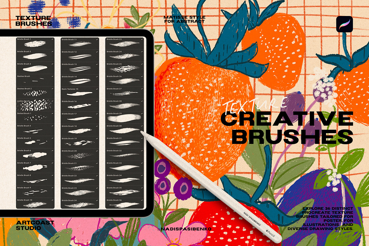 Procreate Creative Texture Brushes, a Brush Add-On by Spasibenko Art