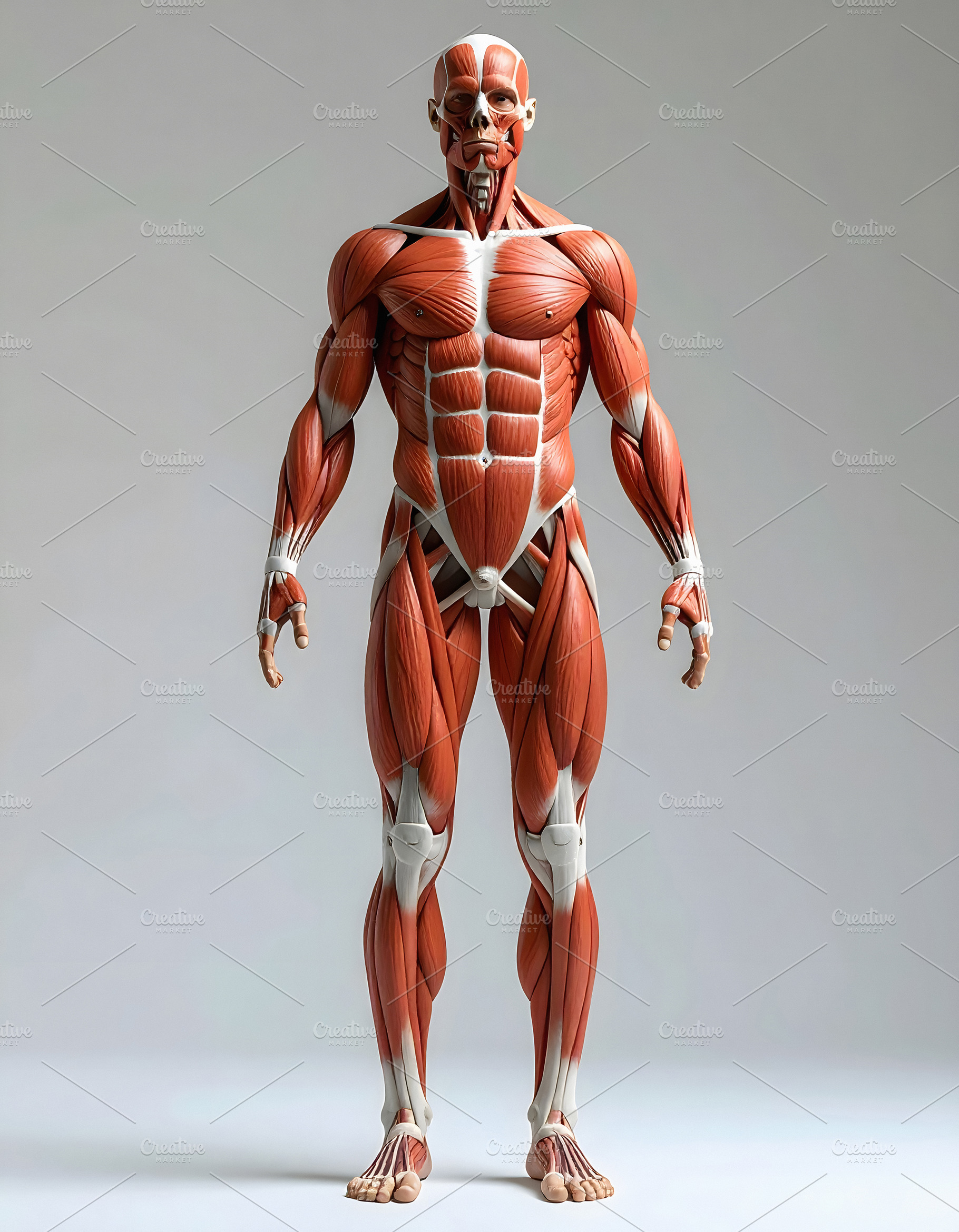 Human body muscles front anatomy detailed scientific illustratio, a Health & Medical Photo by GoodGoods