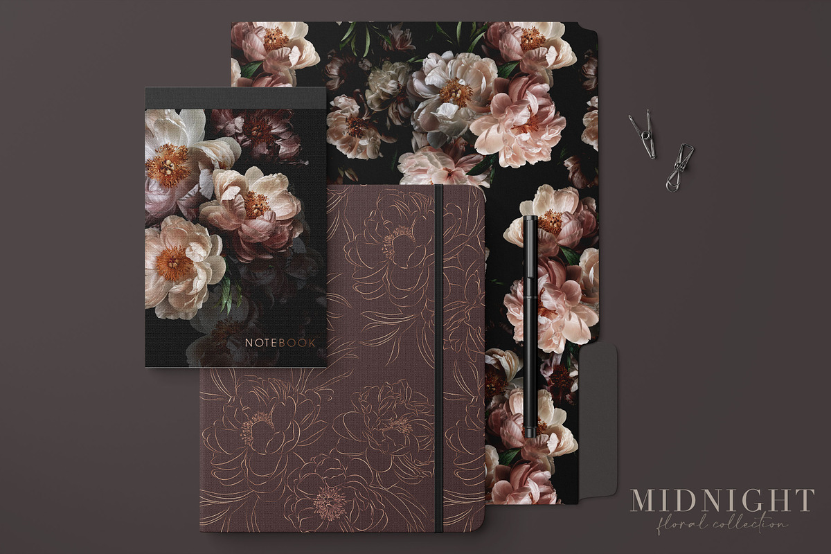 Midnight Floral Clip Art Collection, an Object Graphic by Eclectic Anthology (Photo 2 of 14)