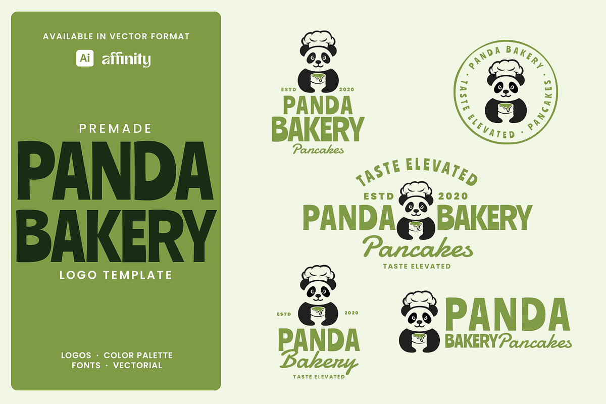 Panda Bakery Pancakes Logo Template, a Branding & Logo Template by Headfonts (Photo 1 of 3)