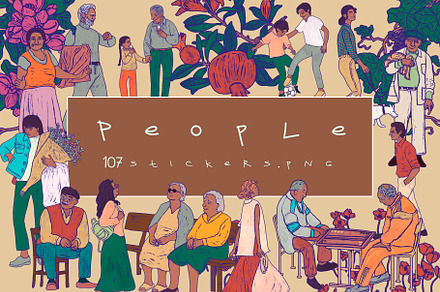 People stickers set, a Person Illustration by CarpetTapetePretzel