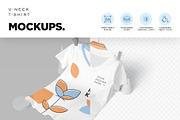 Half Sleeves V-neck T-shirt Mockups, a Shirt Mockup by megostudi0 (Thumbnail 6 of 6)