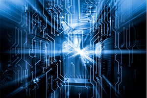 3D render inside the supercomputer