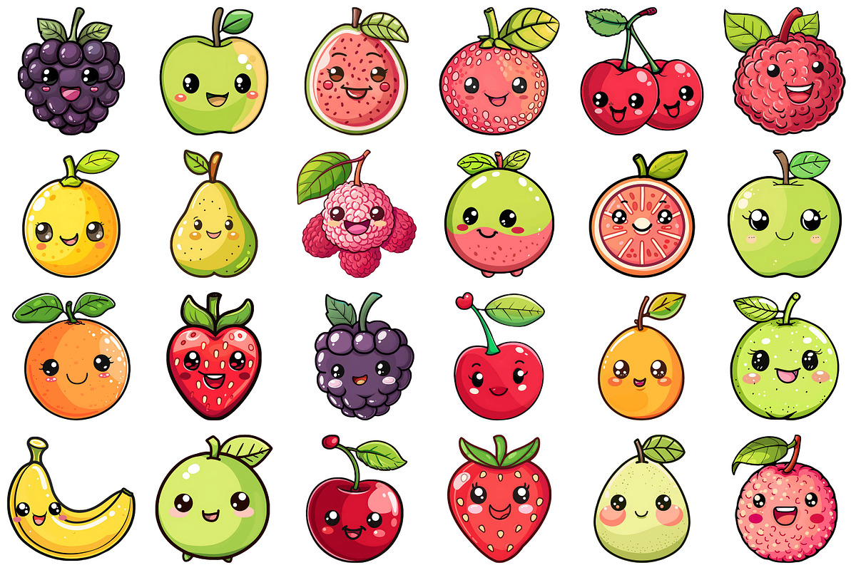 kawaii Fruits Clipart, an Illustration by Forhadx5 (Photo 3 of 10)