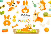 Watercolor cute corgi clipart, an Animal Illustration by Art and Funny (Thumbnail 1 of 5)