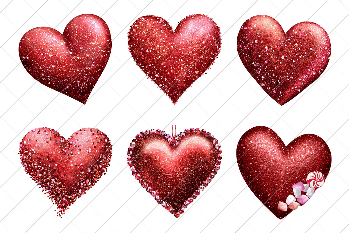 Glitter Heart Valentine Day Clipart, an Illustration by SinaCreation (Photo 3 of 7)