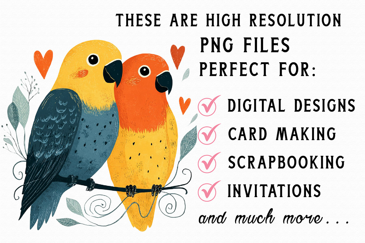 Lovebird Valentine Couple Clipart PN, an Illustration by Libby Wishes (Photo 5 of 7)