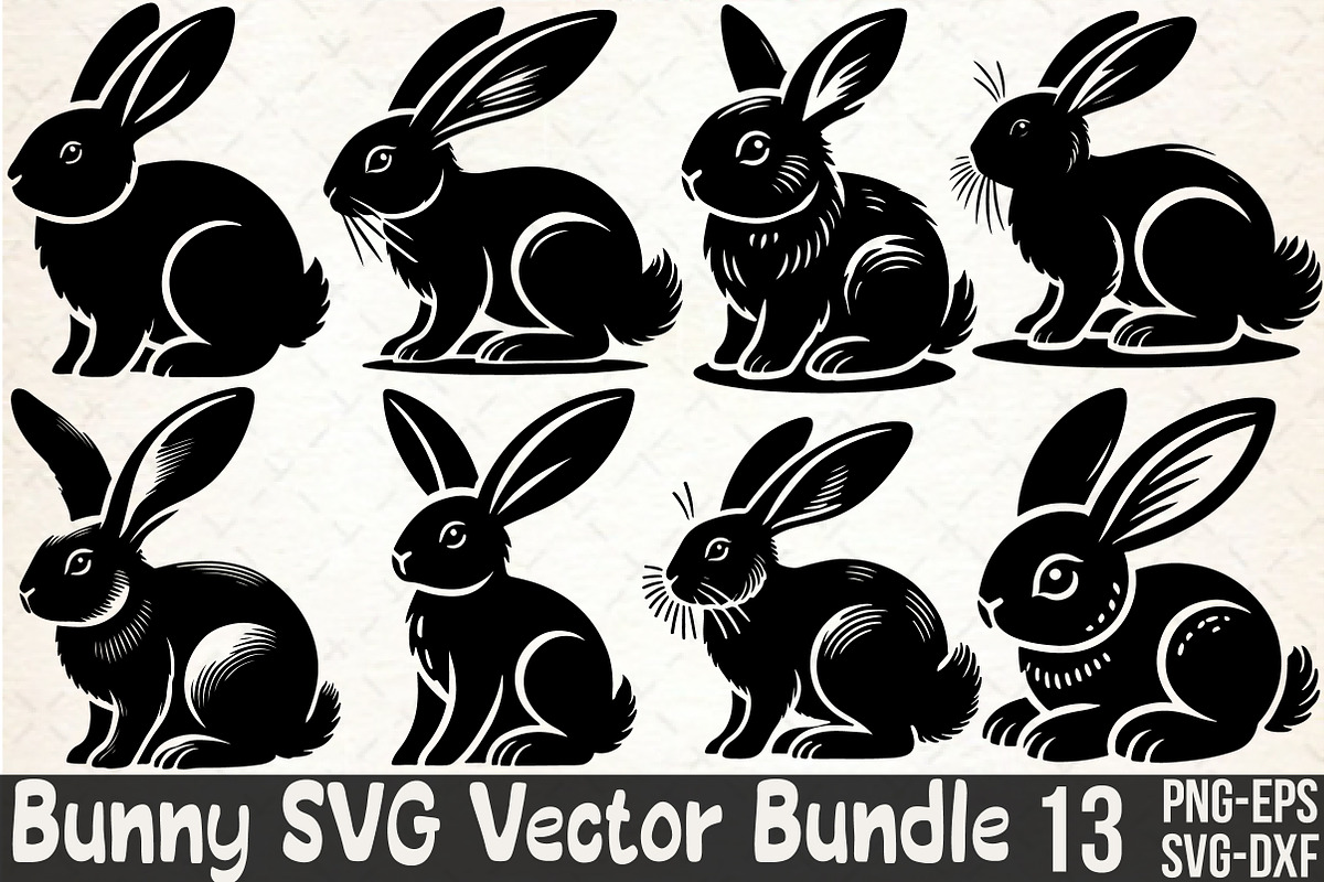 Easter Bunny SVG Silhouette Vector B, an Illustration by Rose Art (Photo 1 of 5)
