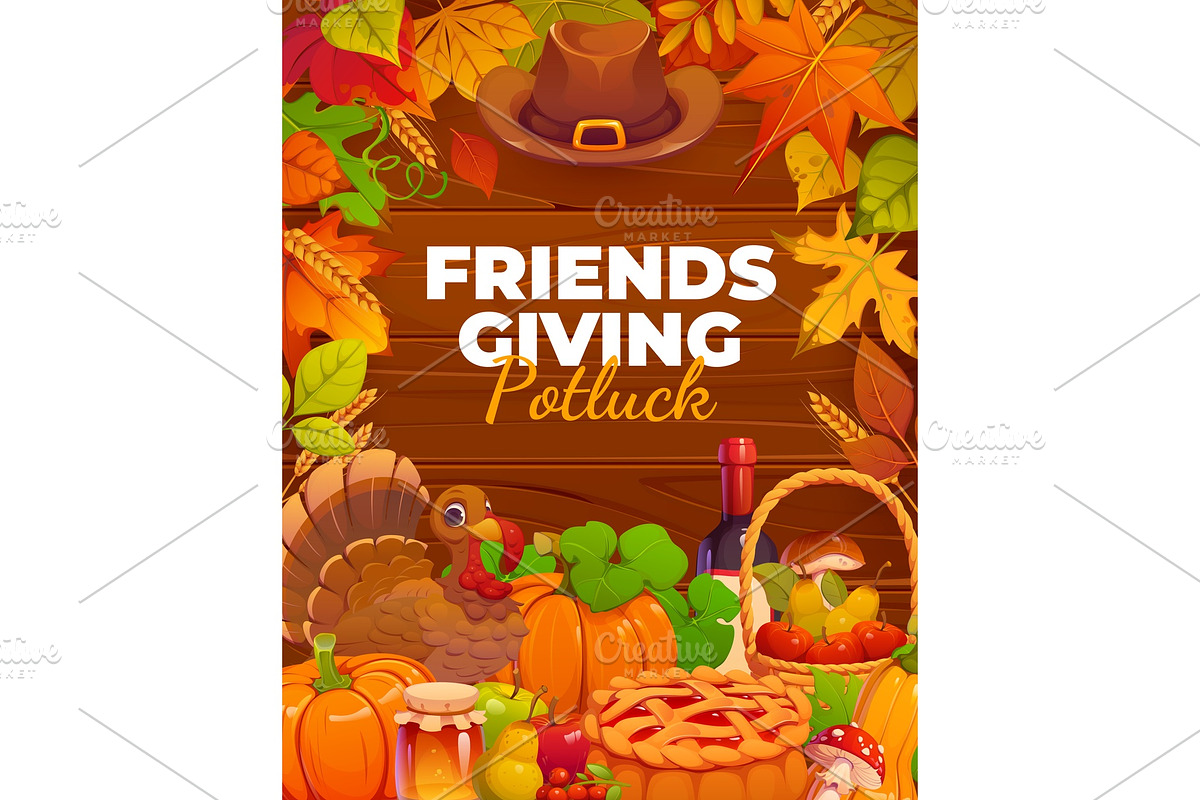 Friendsgiving potluck friends giving, a Seasonal Illustration by Vector Tradition (Photo 3 of 3)