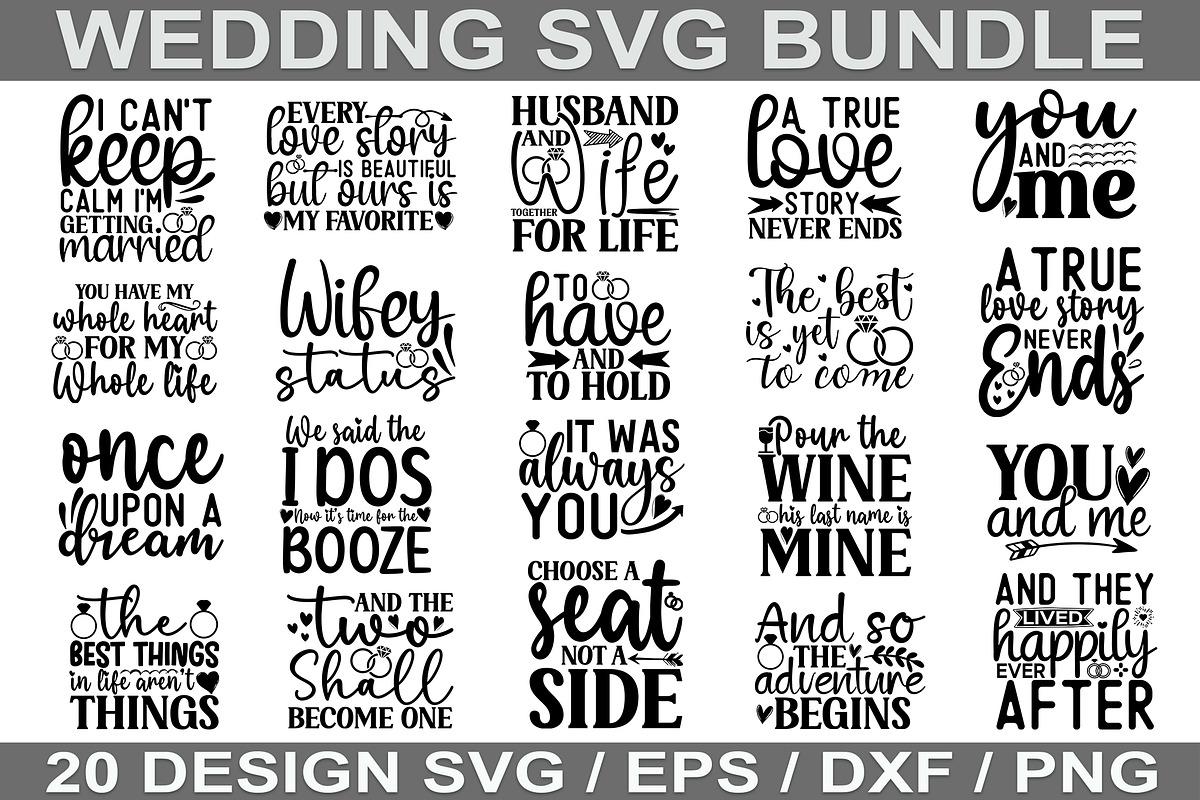 Wedding SVG Bundle, an Illustration by Crafticy (Photo 1 of 6)