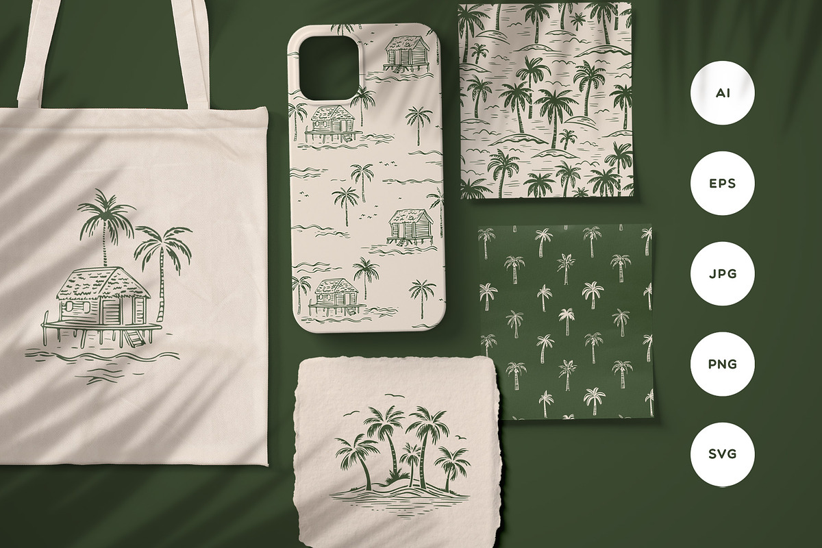 Palm Tree Set: Graphics & Patterns, a Pattern Graphic by Dedraw Studio (Photo 1 of 12)