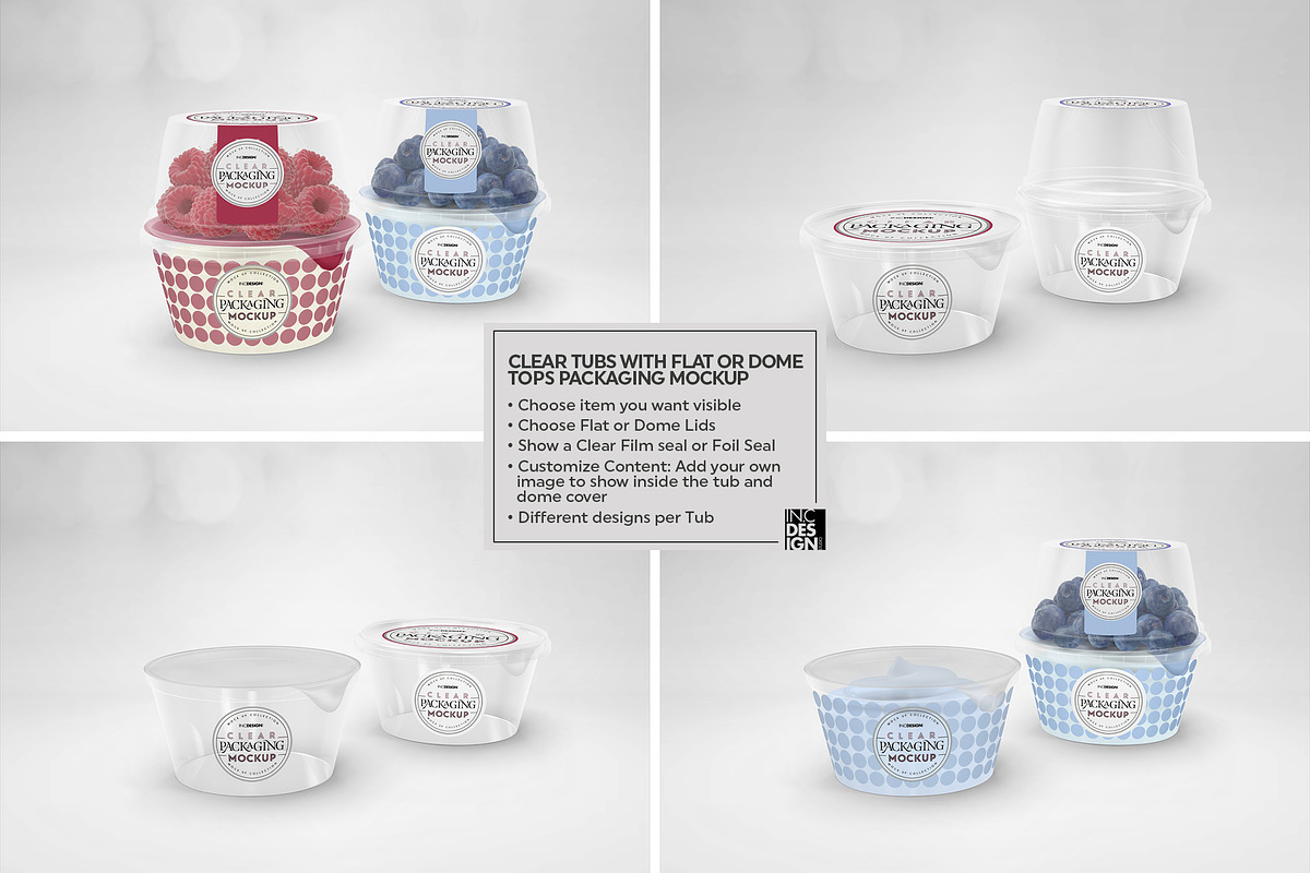 Clear Tubs Flat or Dome Lid Mockup, a Packaging Mockup by INCDesign (Photo 5 of 10)