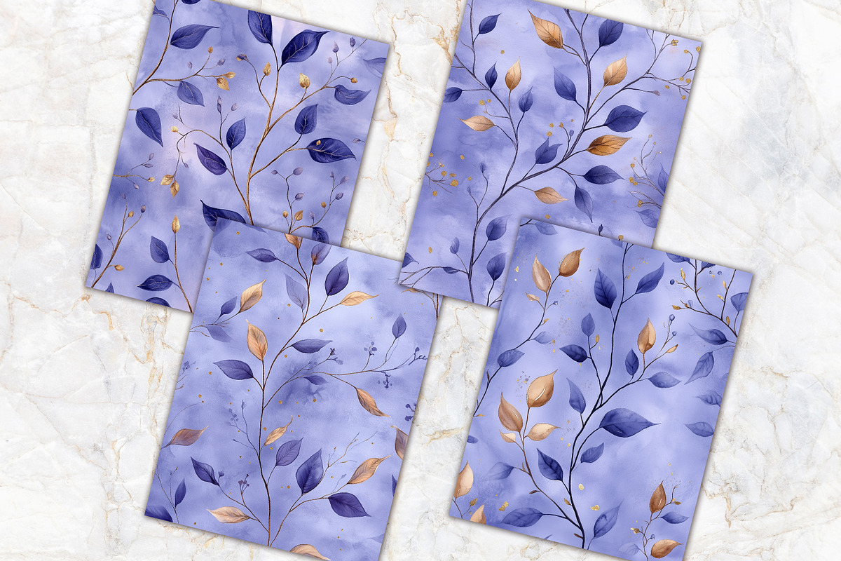 Royal Amethyst Leaves Scrapbook Set, a Background Graphic by V Design Creator (Photo 8 of 12)