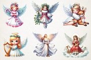Sweet Angel Christmas Watercolor Png, an Illustration by RobertsArt (Thumbnail 3 of 5)