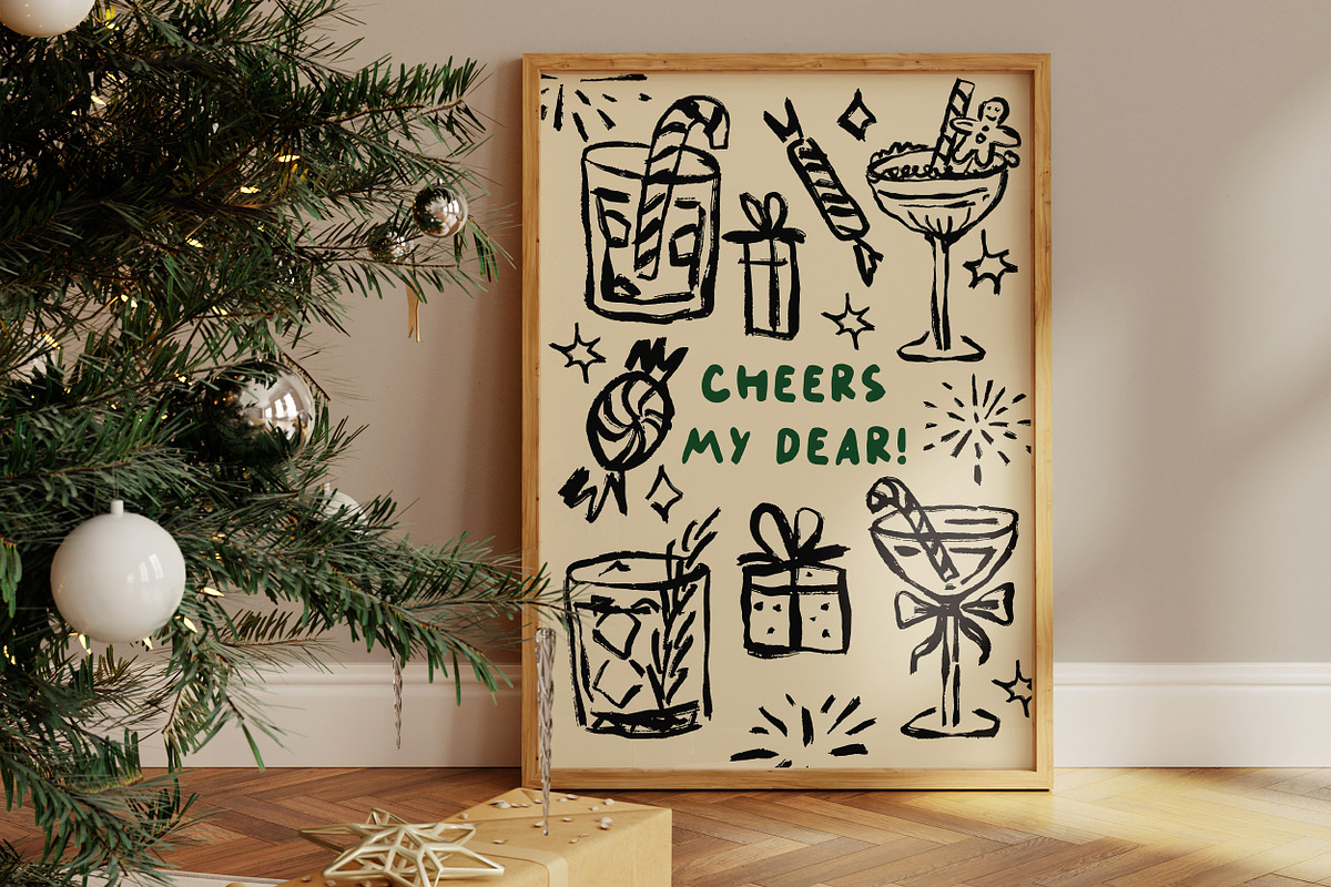 Whimsical Christmas Cocktails, a Food Illustration by Teresa Art Store (Photo 2 of 9)