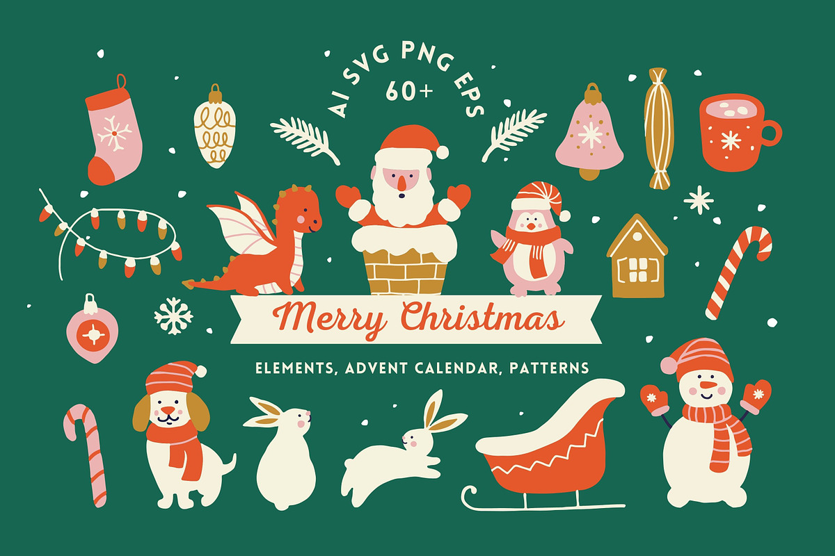 Merry Christmas Svg, Ai, Png, Eps, a Decorative Illustration by Elena_Sedova (Photo 1 of 6)