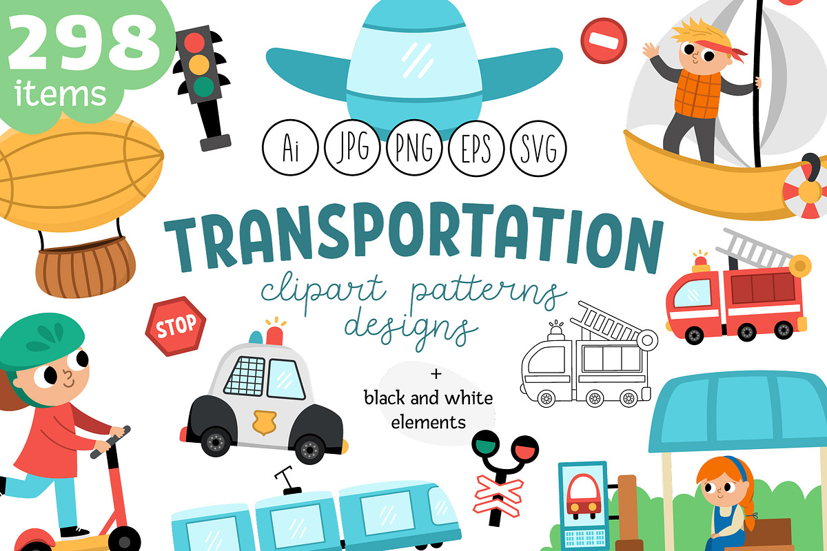 Transportation clipart, an Object Graphic by Lexi Claus (Photo 1 of 12)