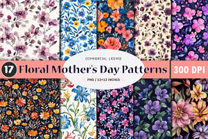 Floral Mother's Day Patterns, an Illustration by SinaCreation
