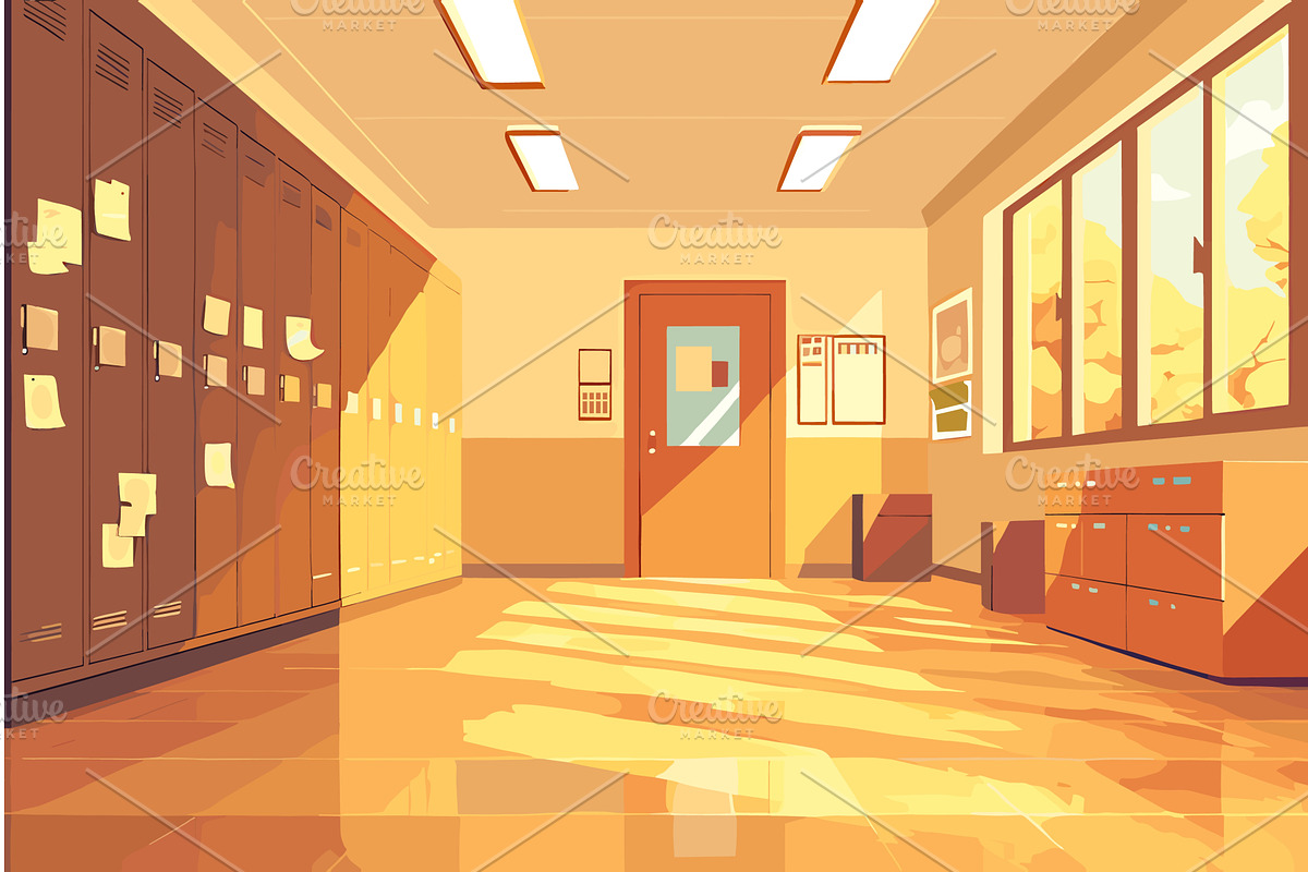 School corridor horizontal, an Object Illustration by Valerie Bodnar