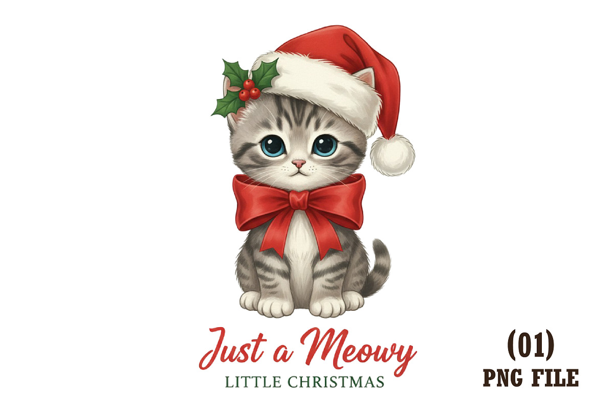 Christmas Vintage Cat Santa PNG, an Illustration by DreamArtGraphic (Photo 1 of 6)