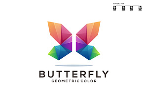 Butterfly Colorful Geometric Logo