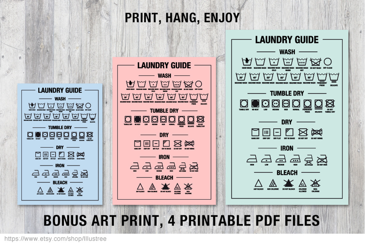 54 textile care symbols, vector set, an Icon by Illustree (Photo 3 of 3)