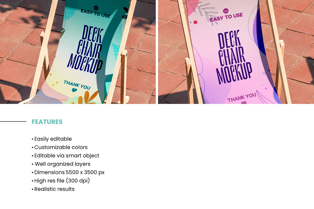 Two Folding Deck Chairs Mockup, a Merchandise Mockup by TandemStock (Photo 2 of 4)
