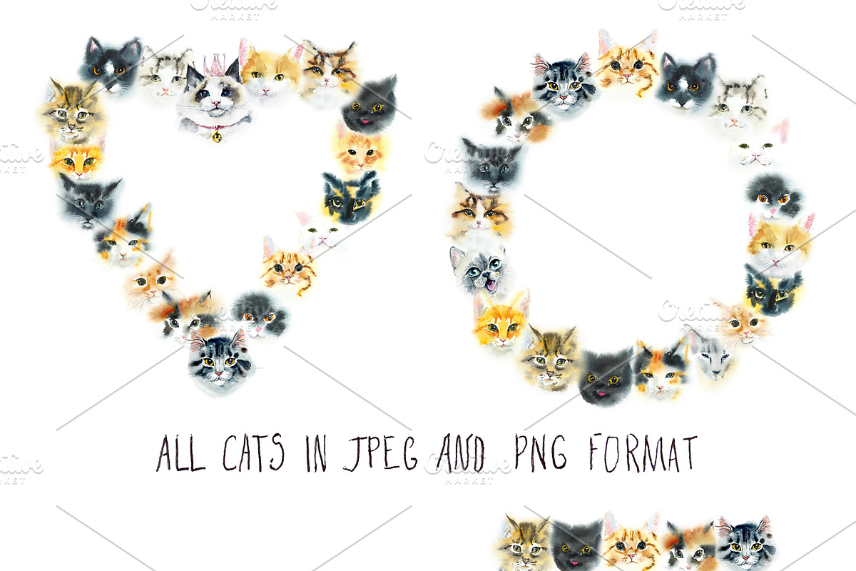 Watercolor Fluffy cats, an Animal Illustration by Budogoshch (Photo 3 of 7)
