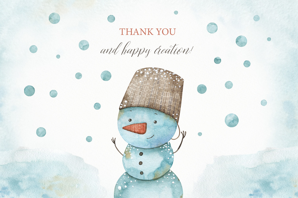 Watercolor festive winter clipart, an Illustration by OrangePeafowlArt (Photo 11 of 11)