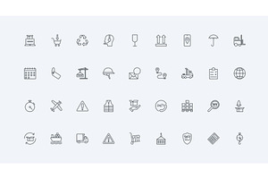 Logistics freight delivery man icons, a Transportation Illustration by Lemberg Vector