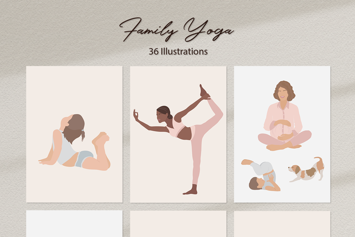 Family Yoga 2 Illustration Set, a Sport Illustration by Irena Art (Photo 6 of 14)