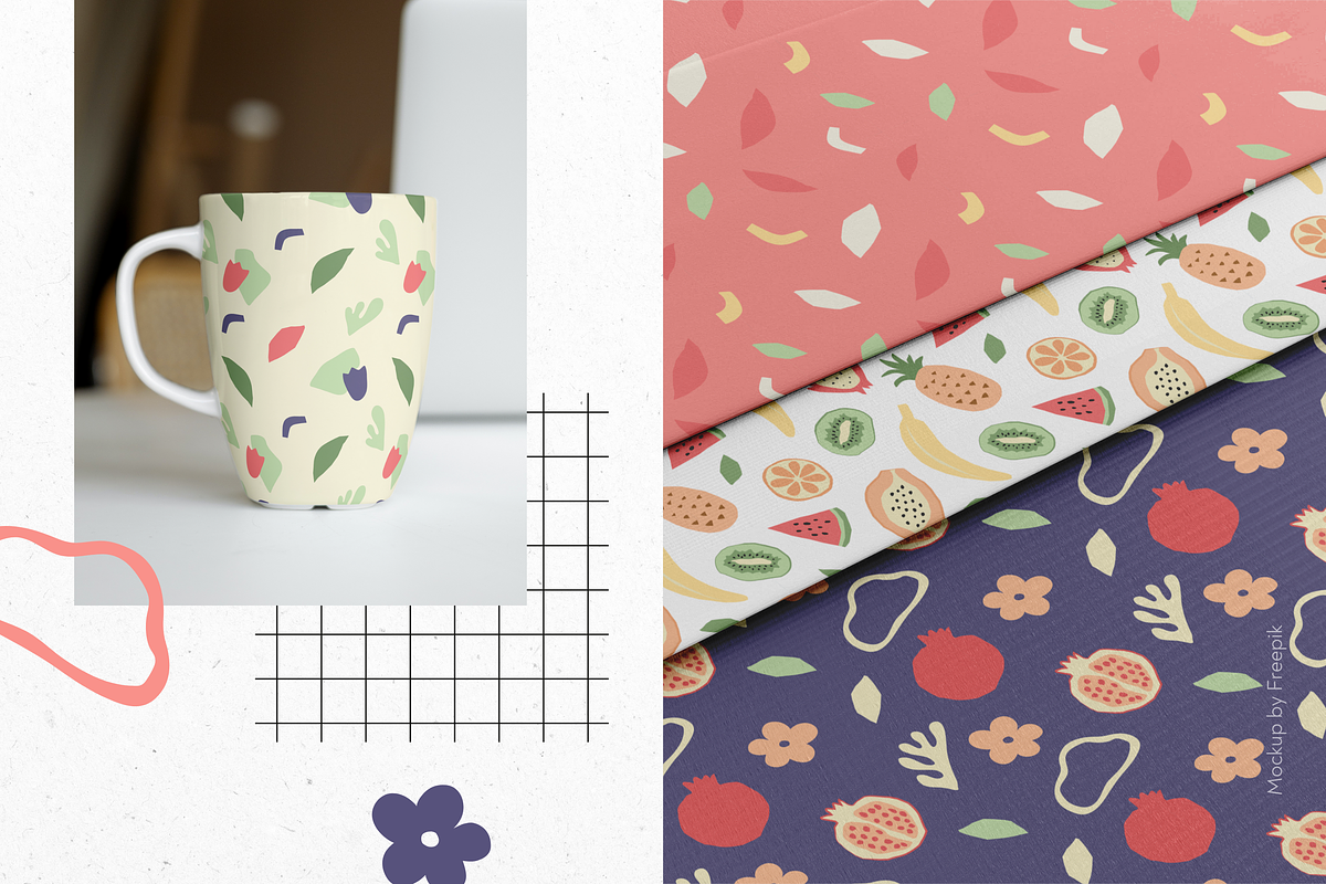 Fruits and Flowers Seamless Patterns, a Pattern Graphic by Ollyta May (Photo 3 of 9)