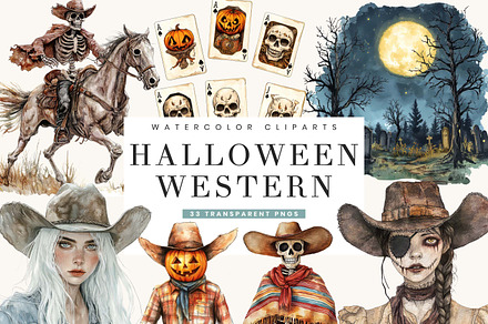 Halloween Western Clipart Bundle