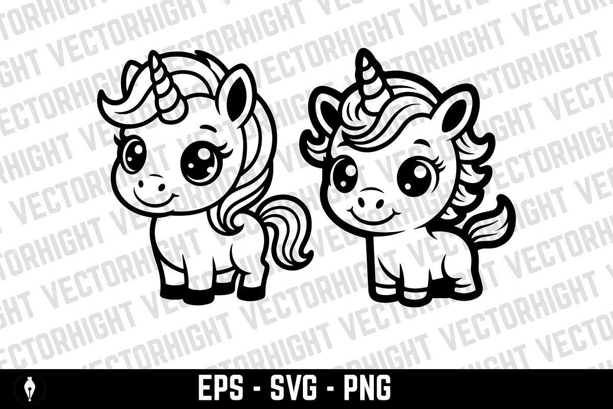 Adorable baby unicorn, an Animal Illustration by Vectorhight (Photo 3 of 5)