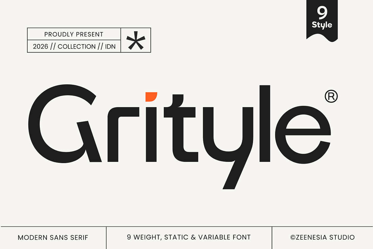 Grityle, a Sans Serif Font by zeenesia (Photo 1 of 16)